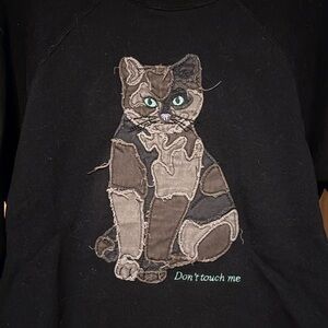 Teddy Fresh Black Cat Patch Sweatshirt